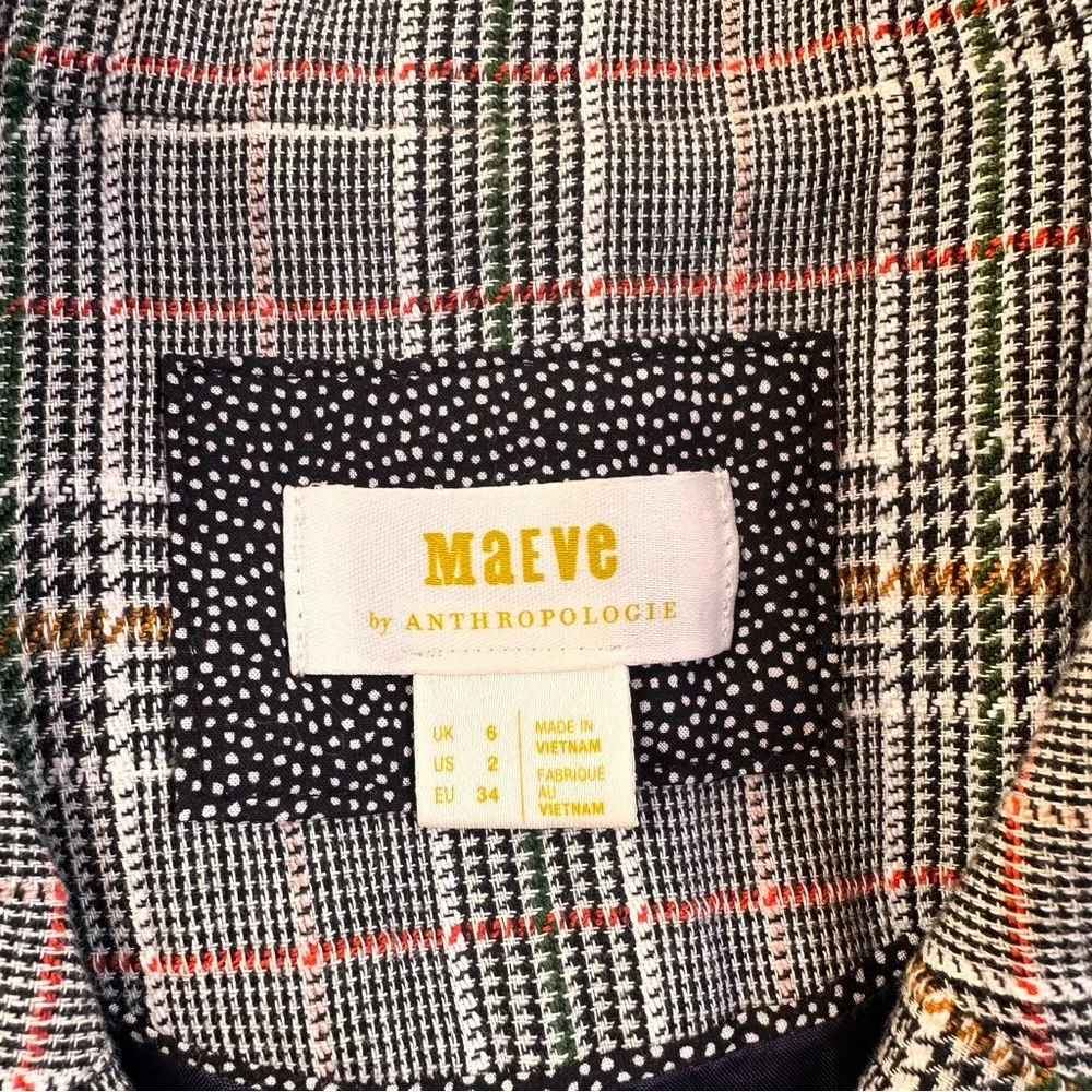 2 for $15 😍 Anthropologie Maeve Relaxed Herringbone Lilith Blazer– Black/Tan – 2 - Picture 7 of 7